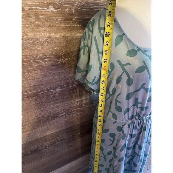 Numph Dress Green Short Pockets Designer Floral Pockets - Picture 2 of 12